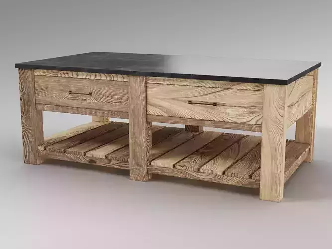 Pottery Barn - Parker 50inch Reclaimed Wood Coffee Table 3D model