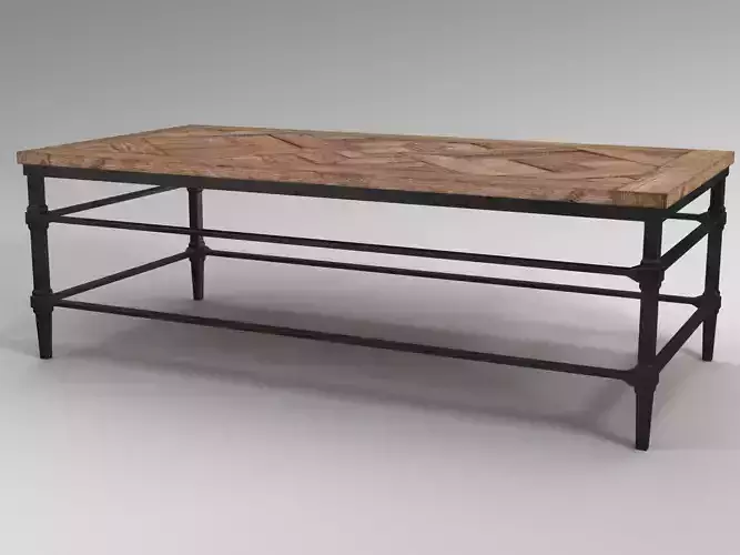 Pottery Barn - Parquet Rectangular Reclaimed Wood Coffee Table 3D model