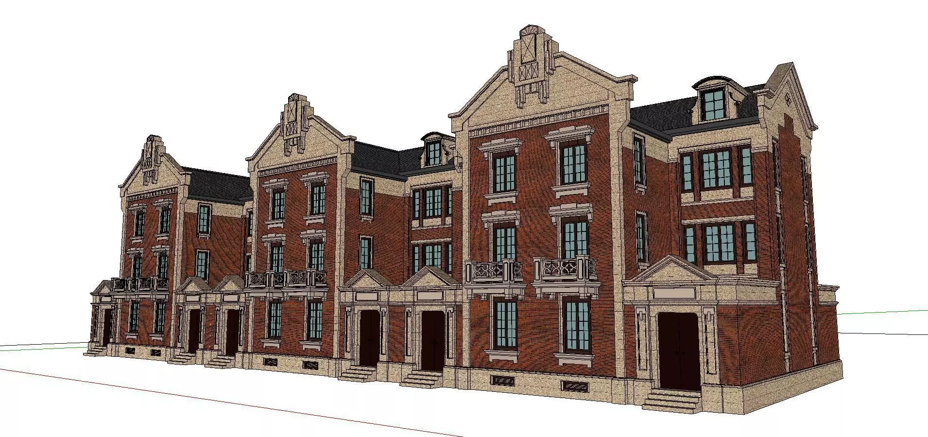 Nobility-History-Castle-Villa-073 brick townhouses 3D model