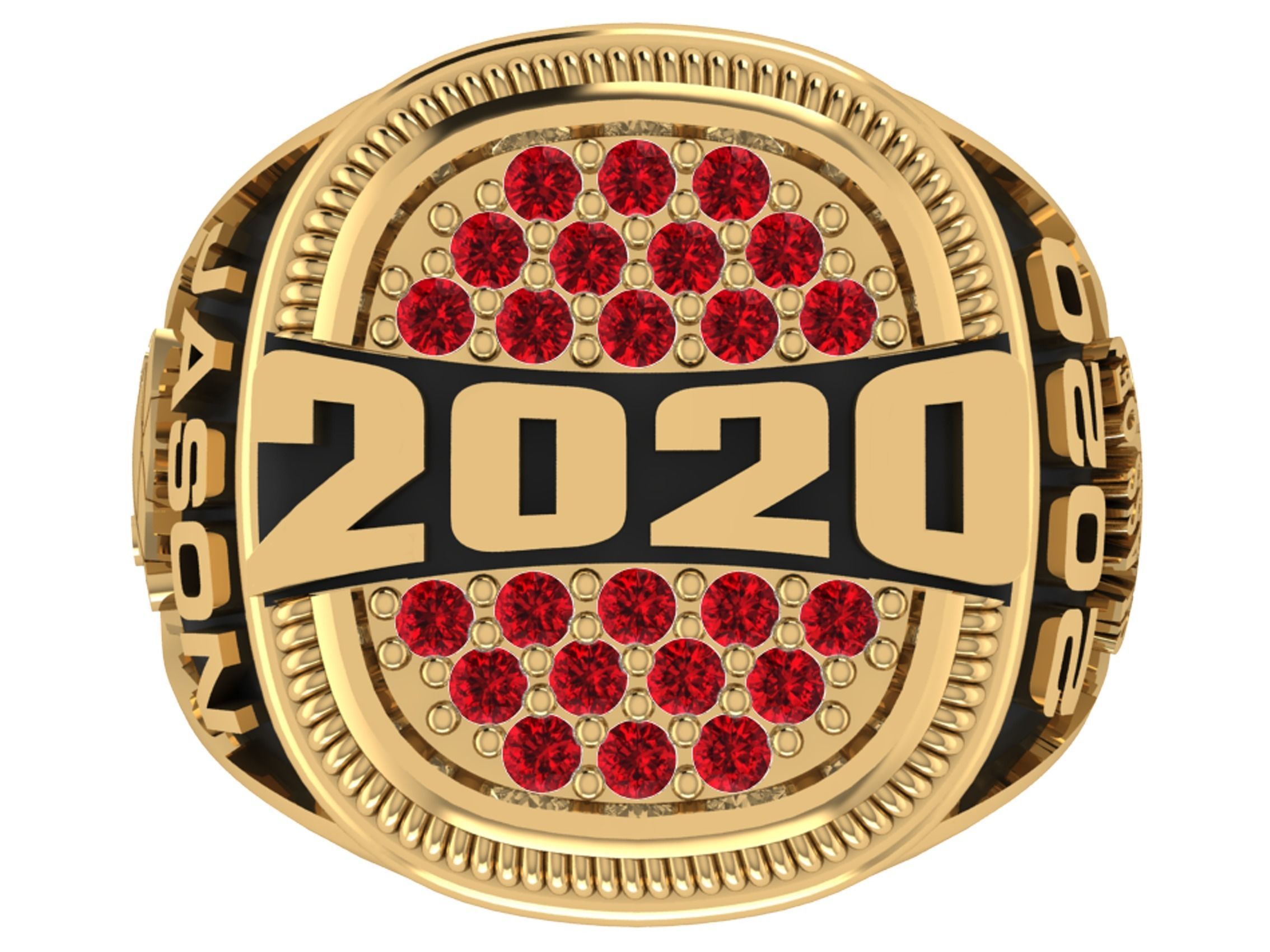 Personalized Class Ring 6 - Cushion Gem Pave with Bridge 3D print model_1