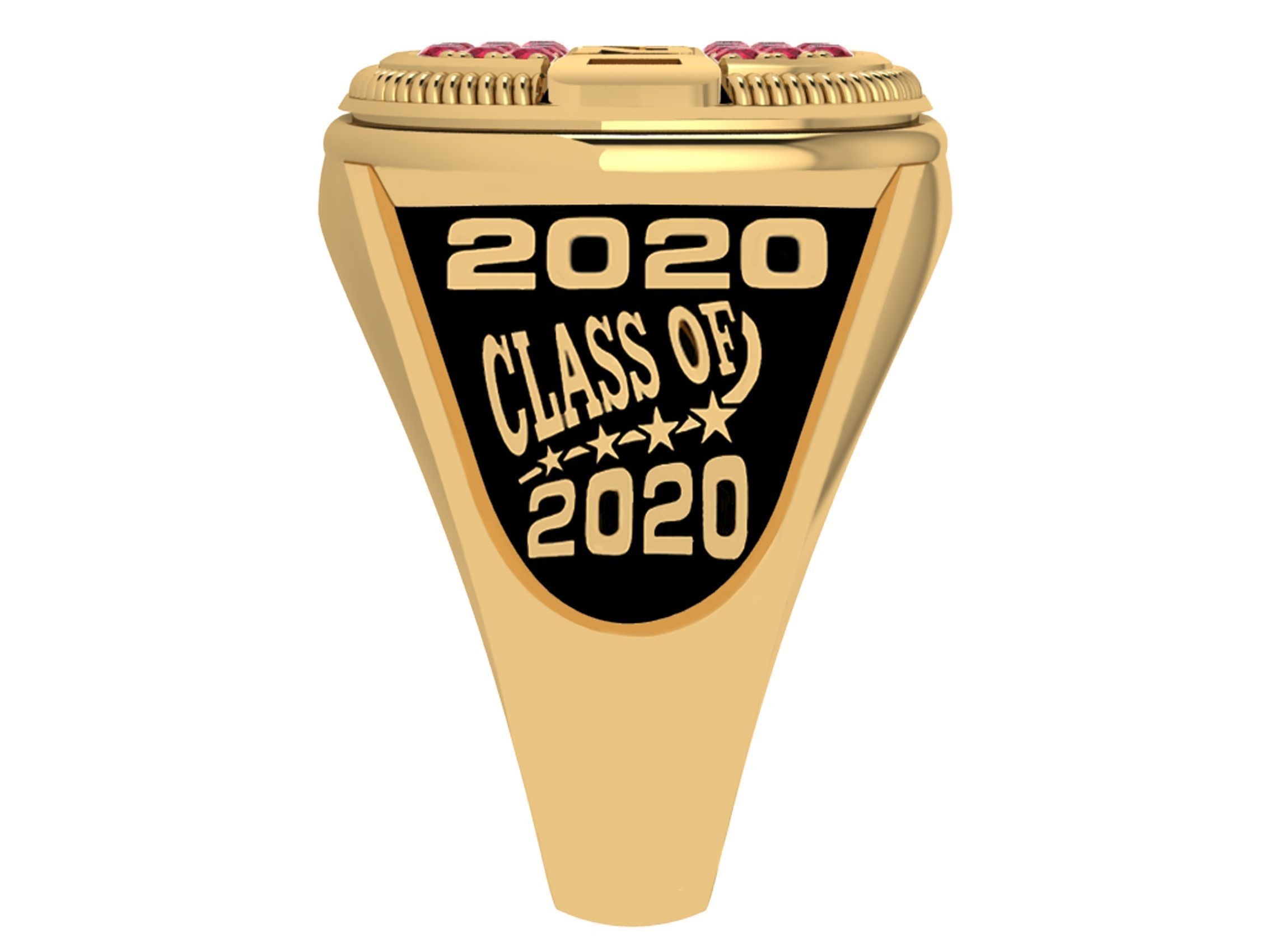 Personalized Class Ring 6 - Cushion Gem Pave with Bridge 3D print model_2