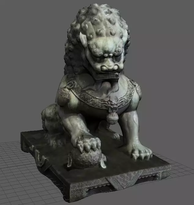 sculpture chinese lion statue 3D model