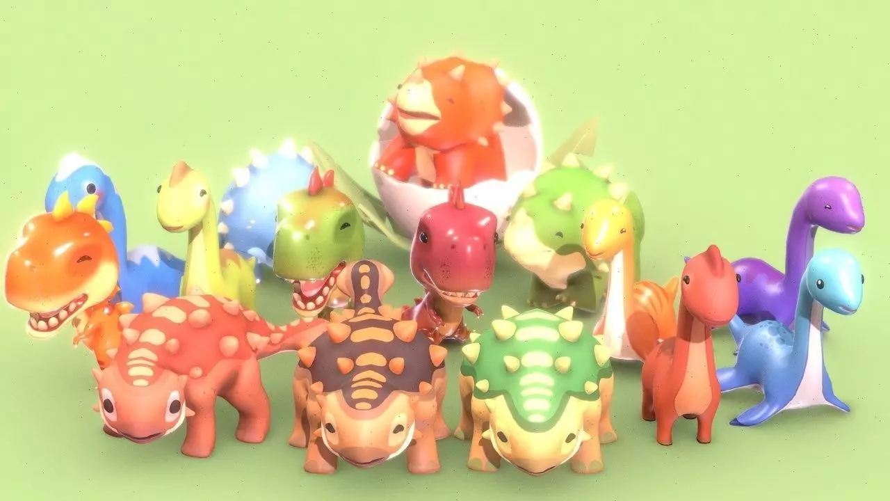 Cartoon Dinosaur Pack Low-poly 3D model