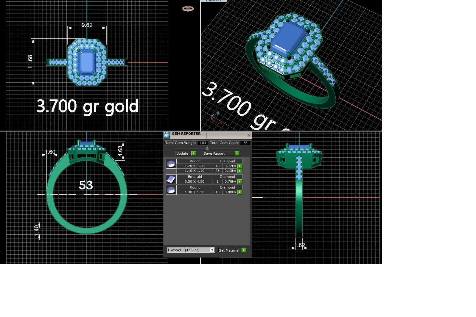 emerald ring 3D print model_2