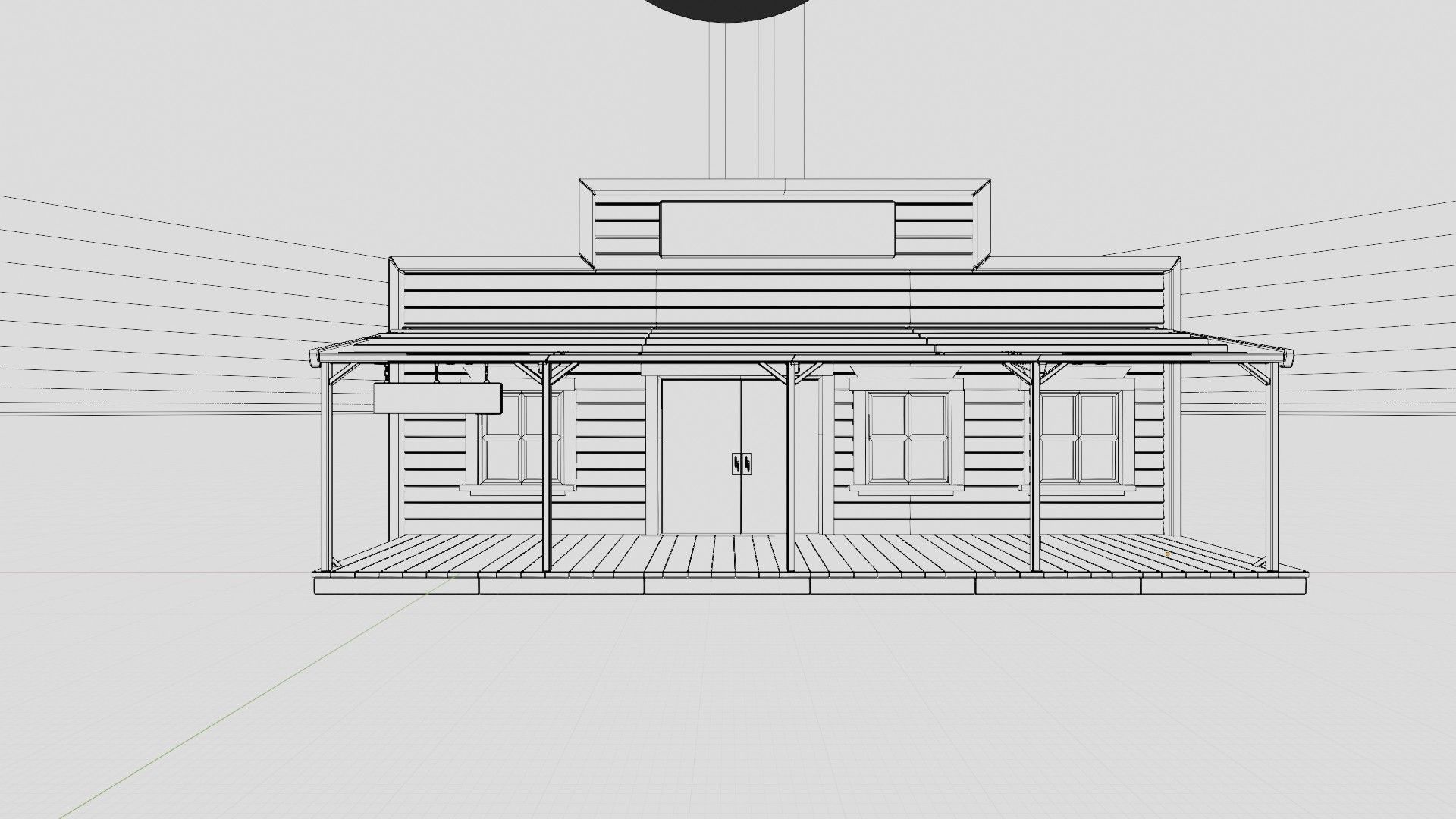 american wildwest cowboy town building  Low-poly 3D model_5