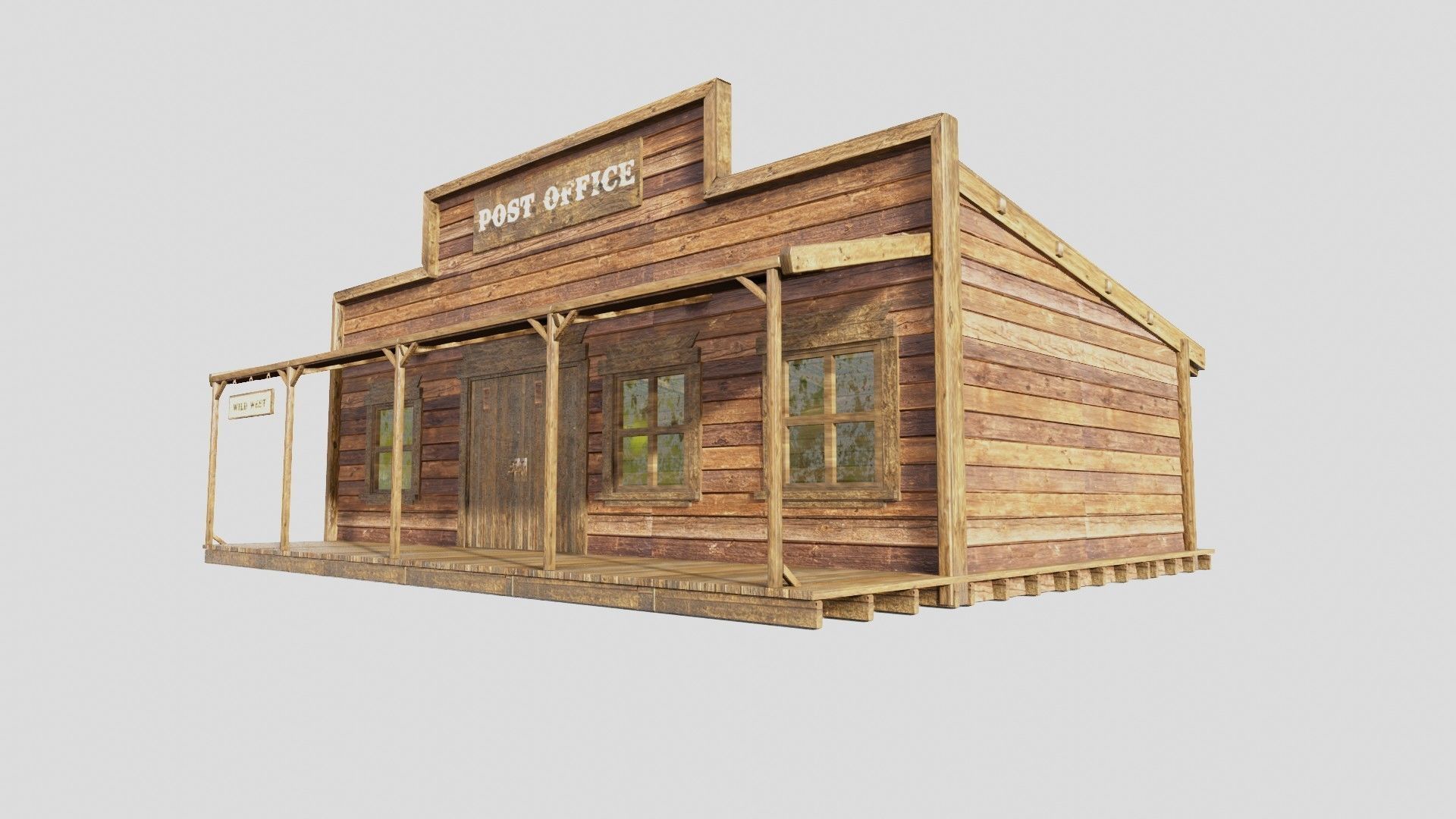 american wildwest cowboy town building  Low-poly 3D model_9