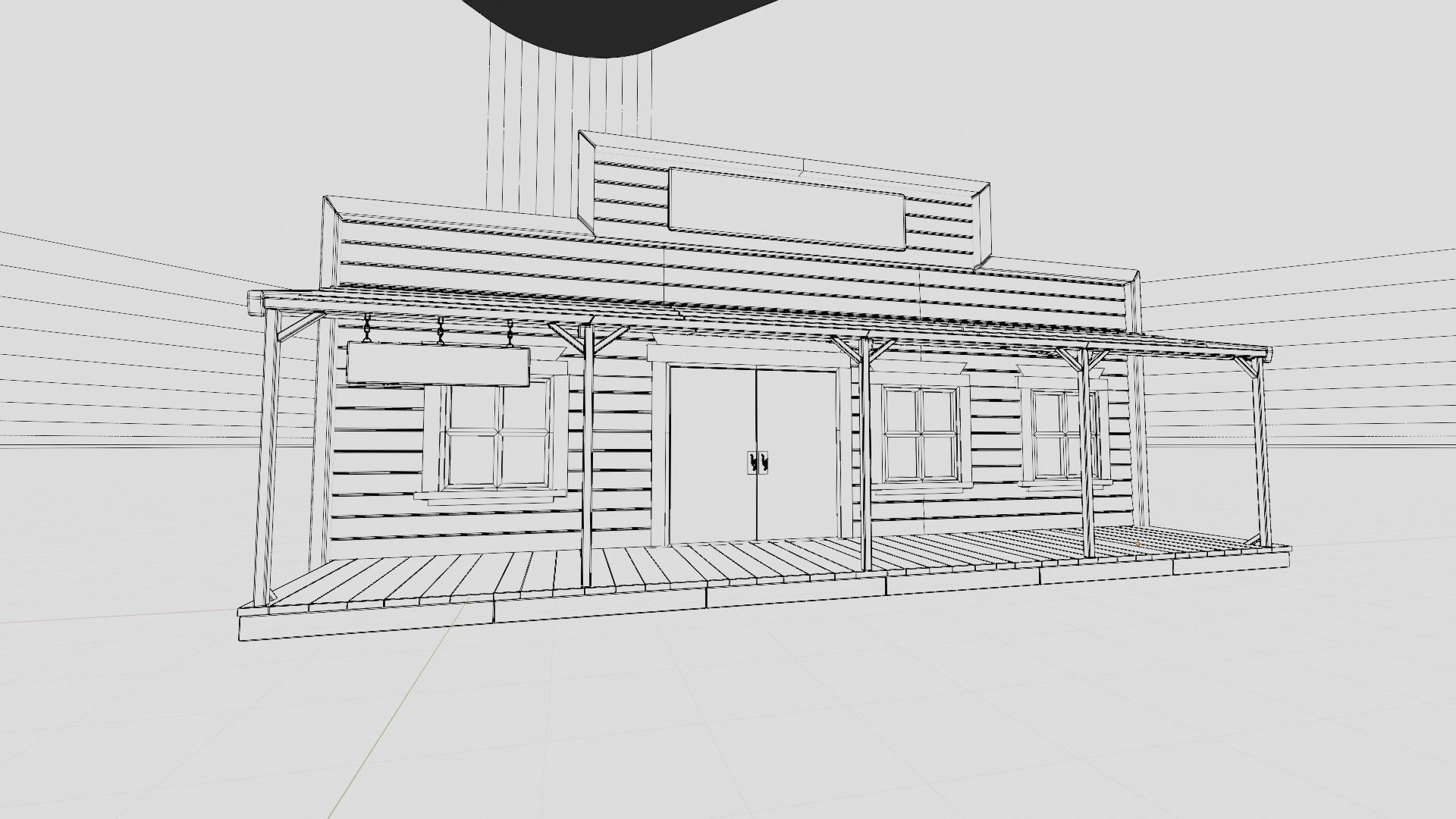american wildwest cowboy town building  Low-poly 3D model_3