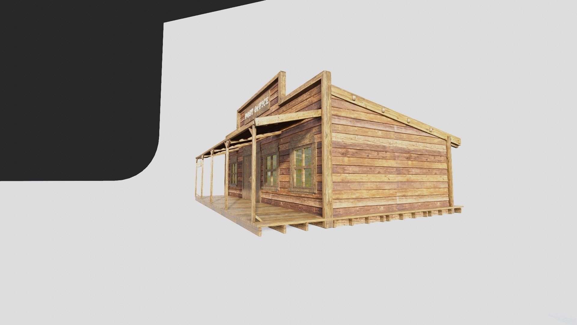 american wildwest cowboy town building  Low-poly 3D model_11