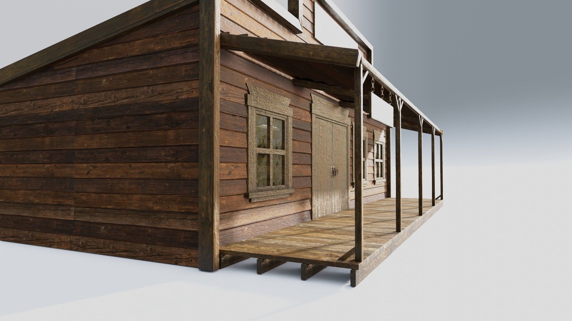 american wildwest cowboy town building  Low-poly 3D model_6