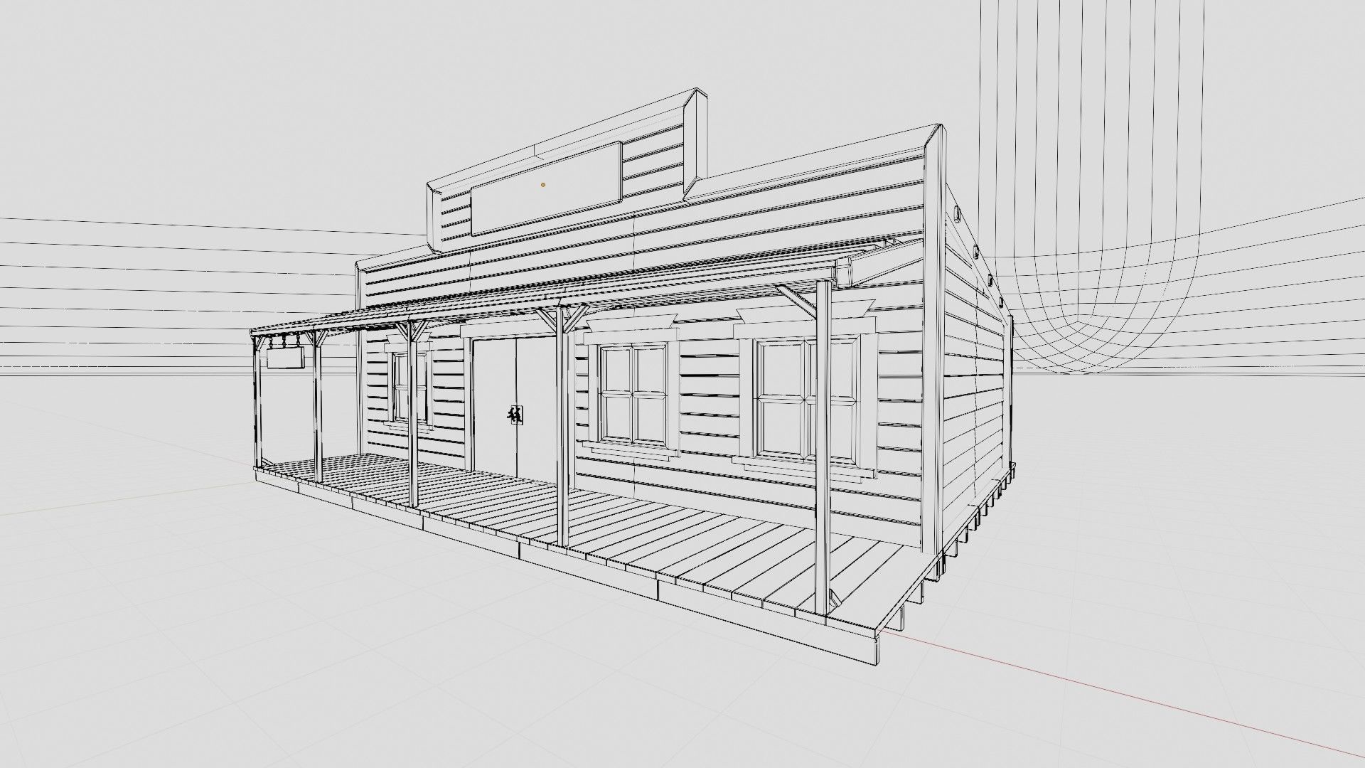 american wildwest cowboy town building  Low-poly 3D model_13