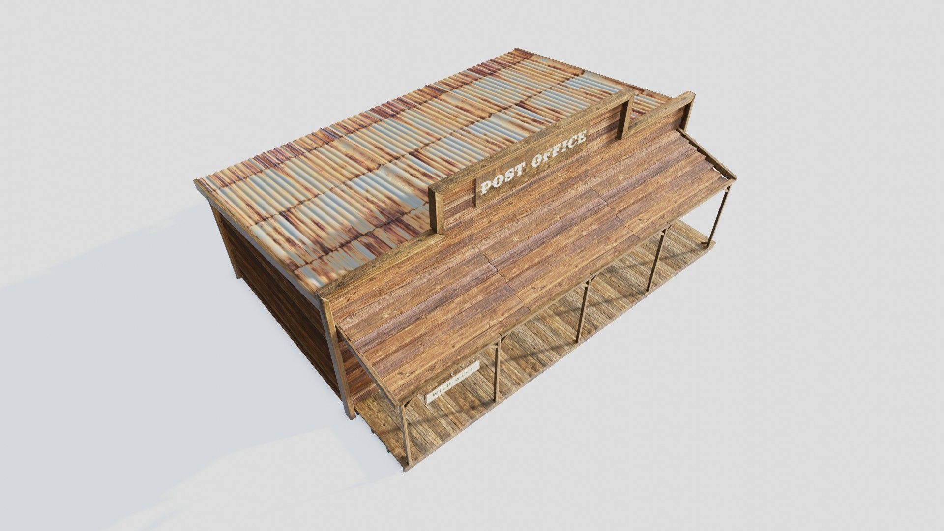 american wildwest cowboy town building  Low-poly 3D model_1