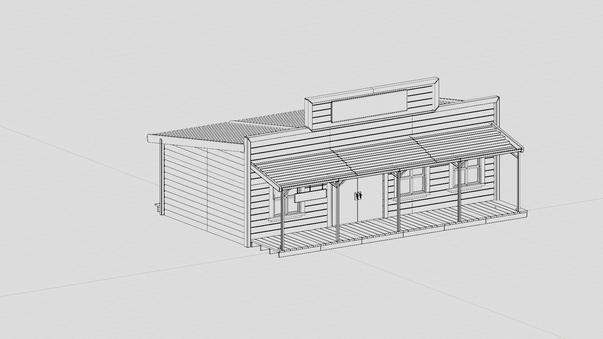 american wildwest cowboy town building  Low-poly 3D model_4