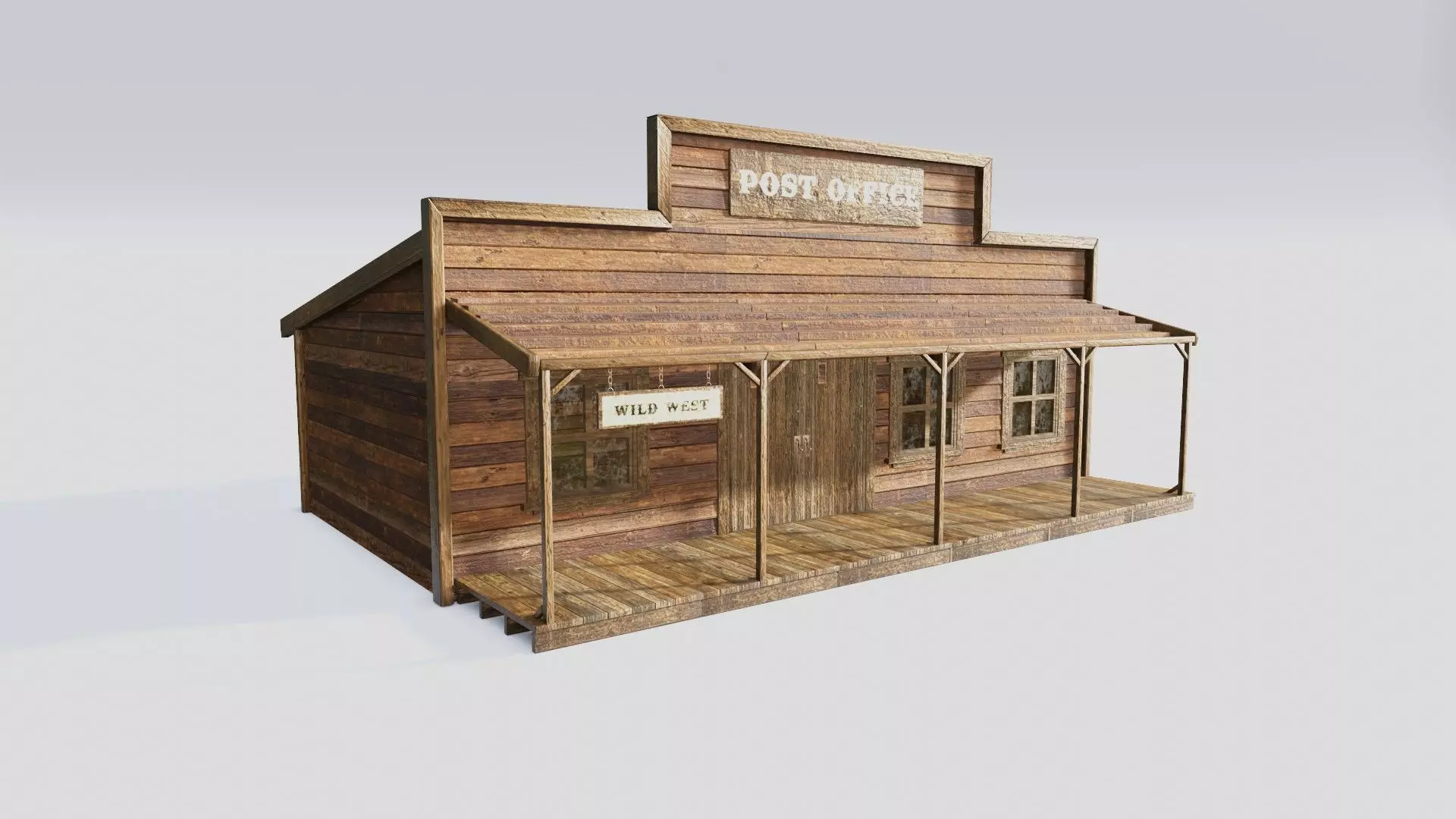 american wildwest cowboy town building  Low-poly 3D model_0