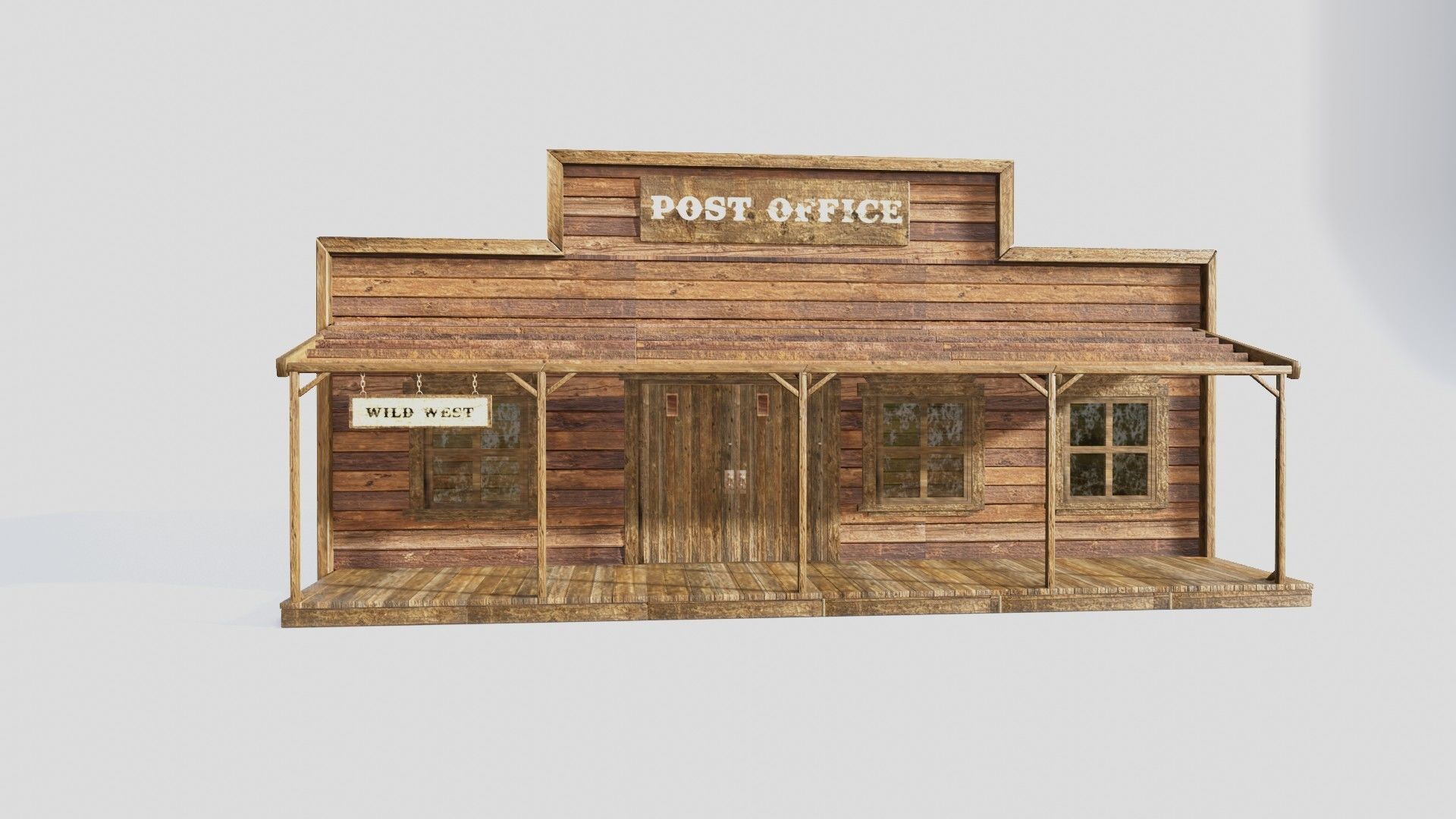 american wildwest cowboy town building  Low-poly 3D model_7