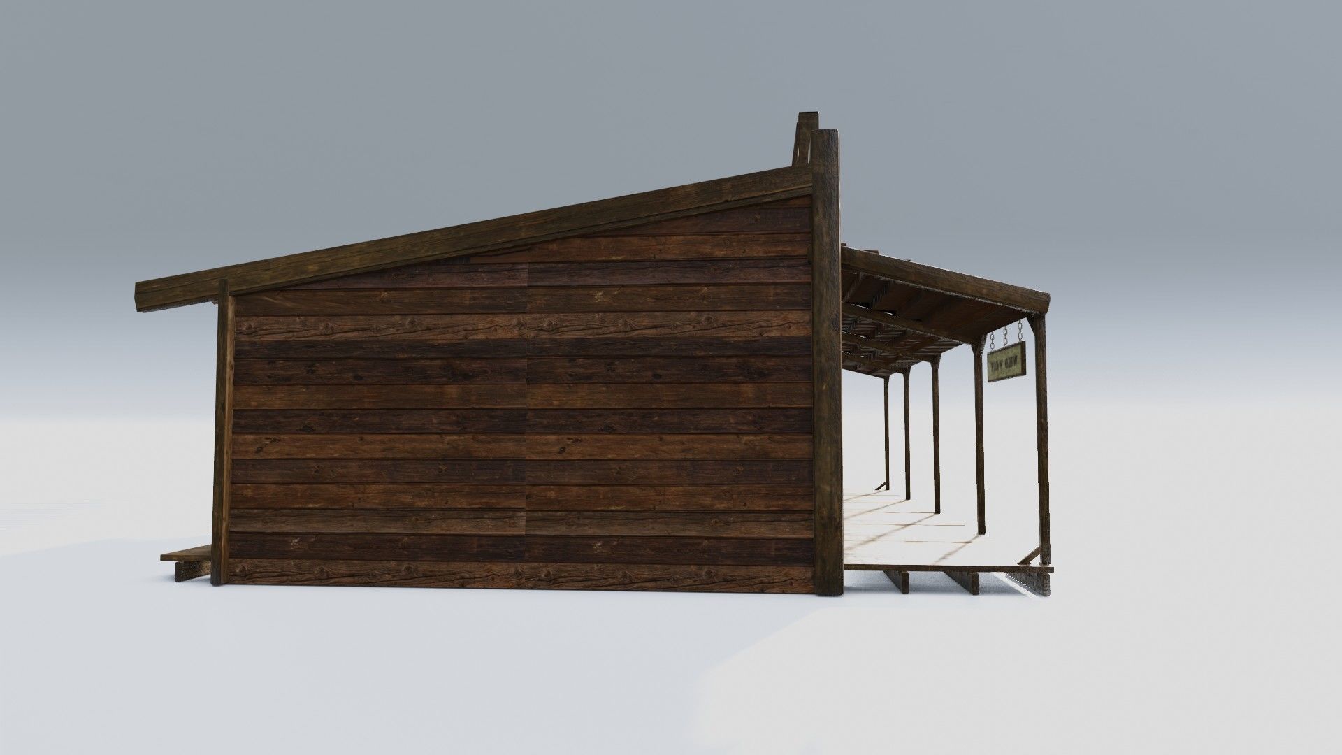 american wildwest cowboy town building  Low-poly 3D model_8