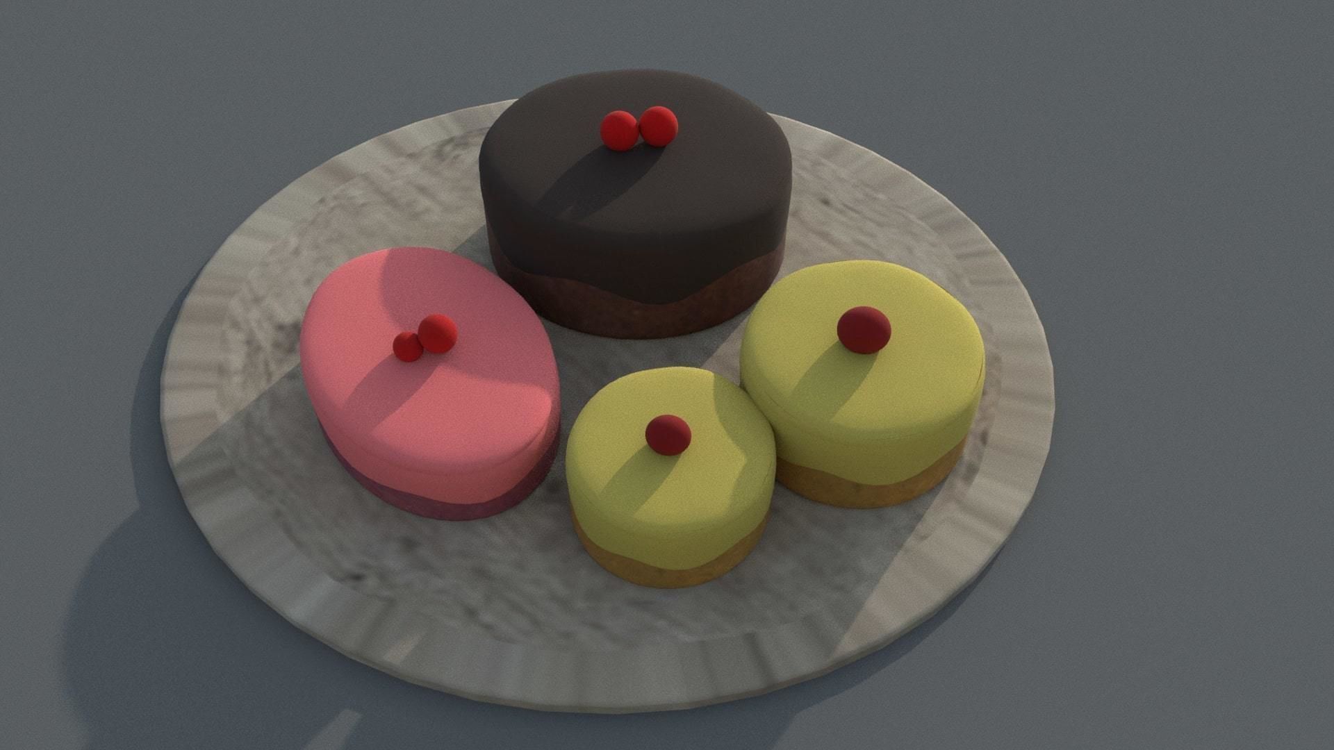 Cakes chocolate cake Low-poly 3D model_3