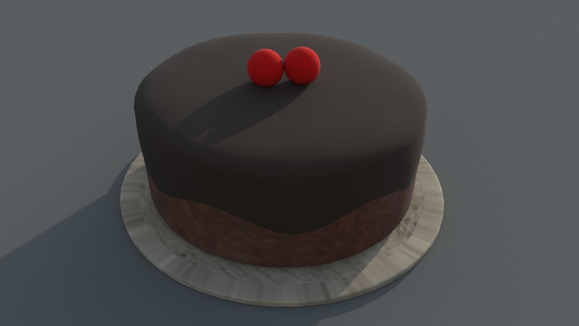 Cakes chocolate cake Low-poly 3D model_2