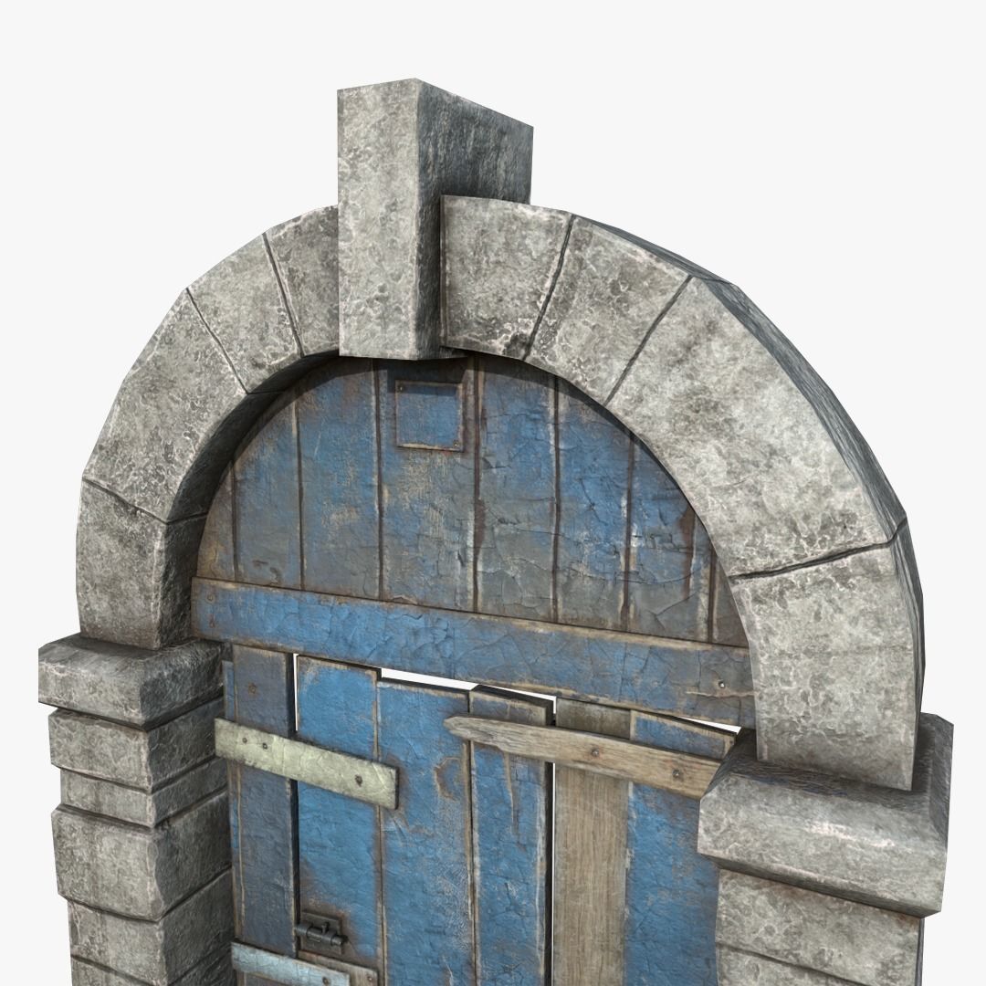 Medieval Wooden Door Low-poly 3D model_5