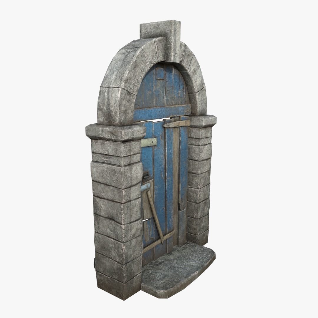 Medieval Wooden Door Low-poly 3D model_3