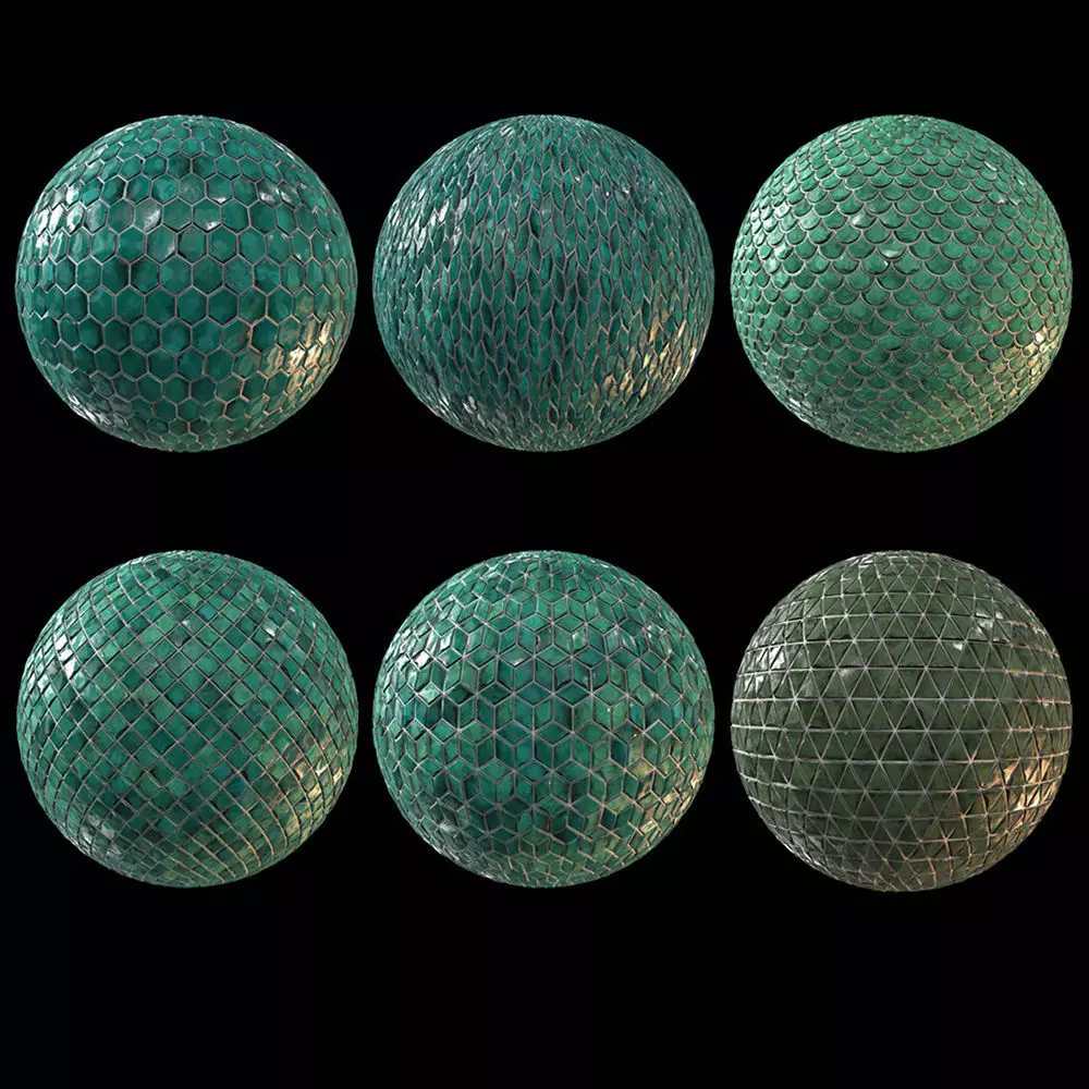 6 Teal Tile PBR Material Vol1-Sbsar Texture