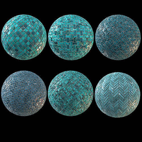 6 Teal Tile PBR Material Vol2-Sbsar Texture