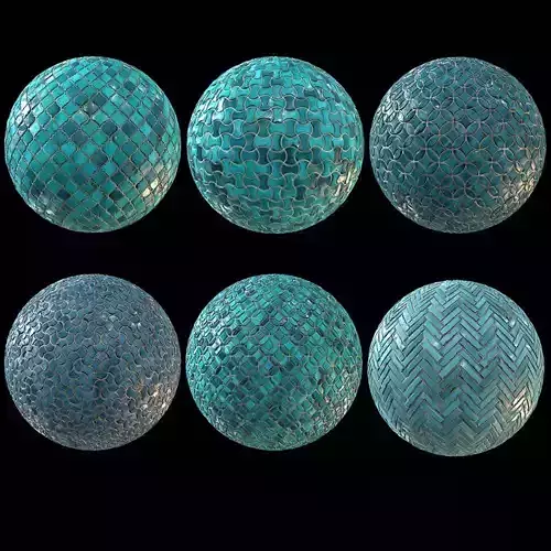 6 Teal Tile PBR Material Vol2-Sbsar Texture