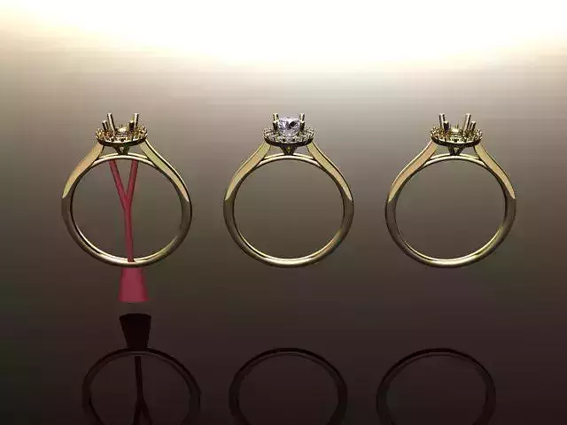 Round Halo Diamond Engagement Ring Flush Set Ready