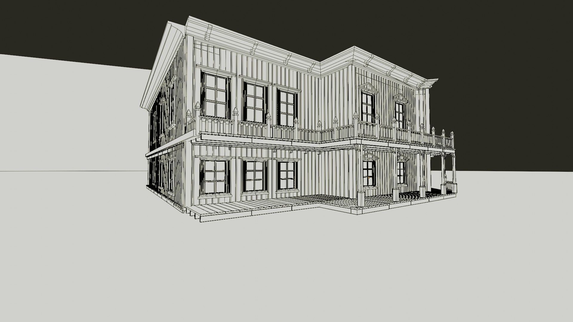 american wildwest cowboy saloon town building  3D model_8