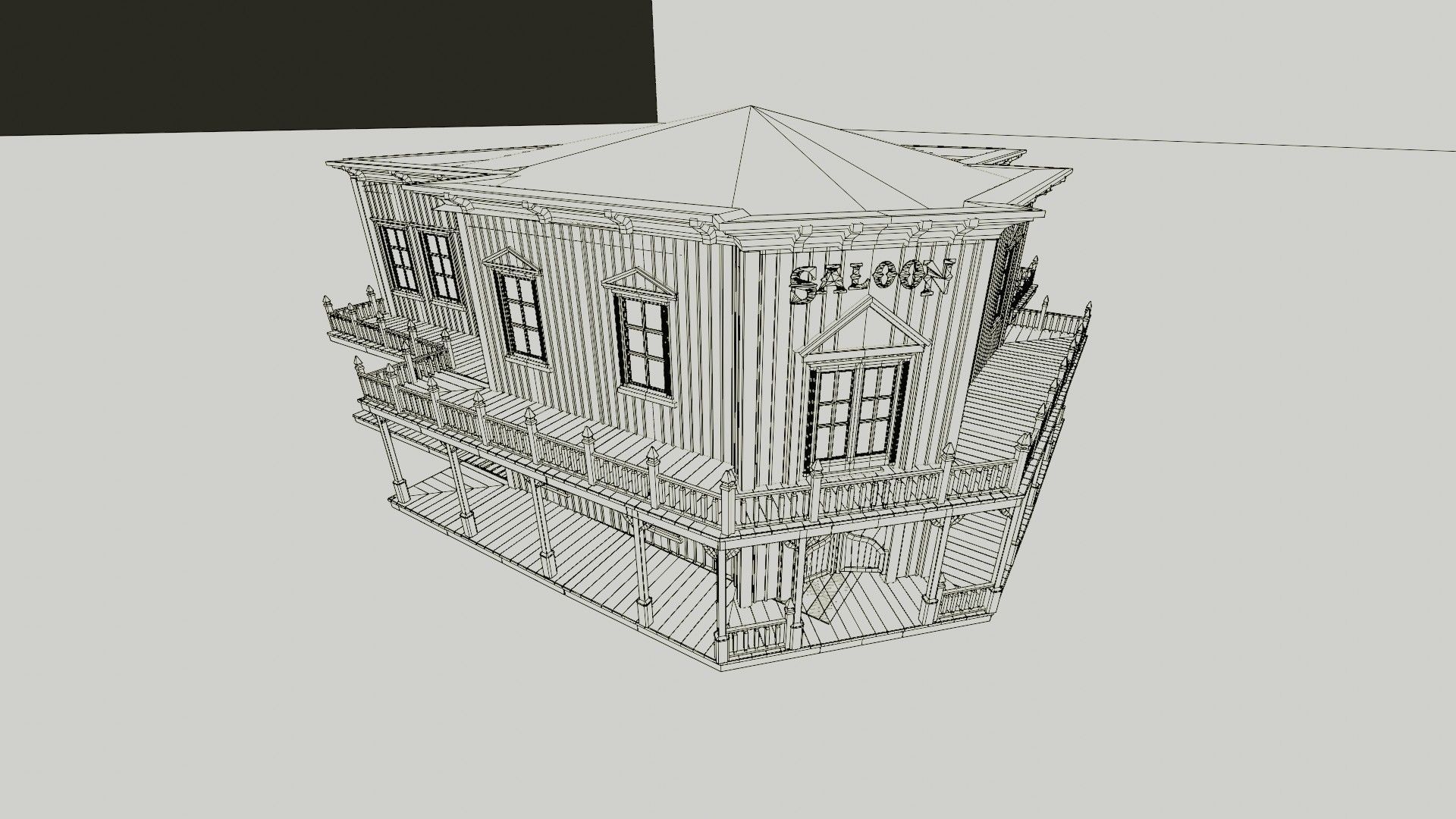 american wildwest cowboy saloon town building  3D model_14