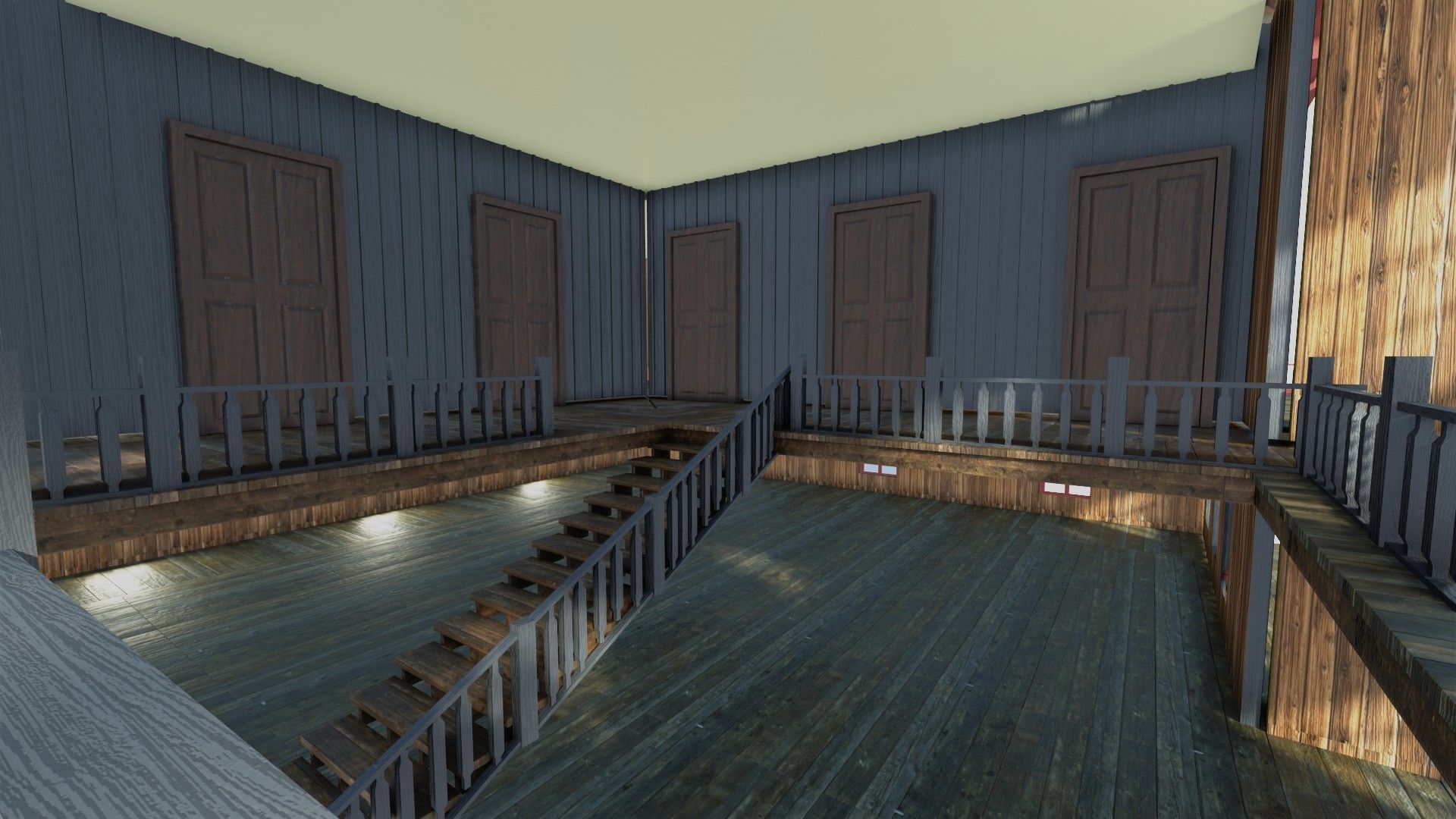 american wildwest cowboy saloon town building  3D model_3