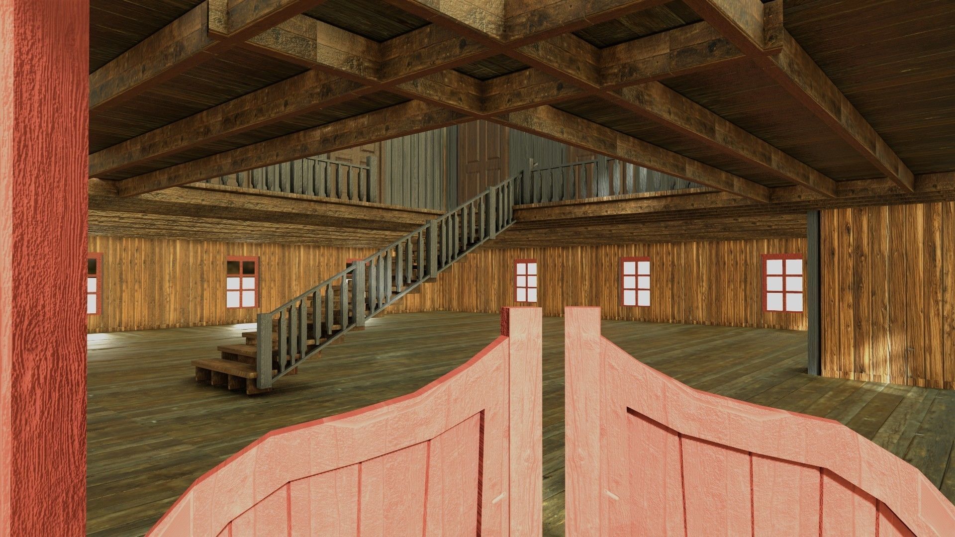 american wildwest cowboy saloon town building  3D model_19