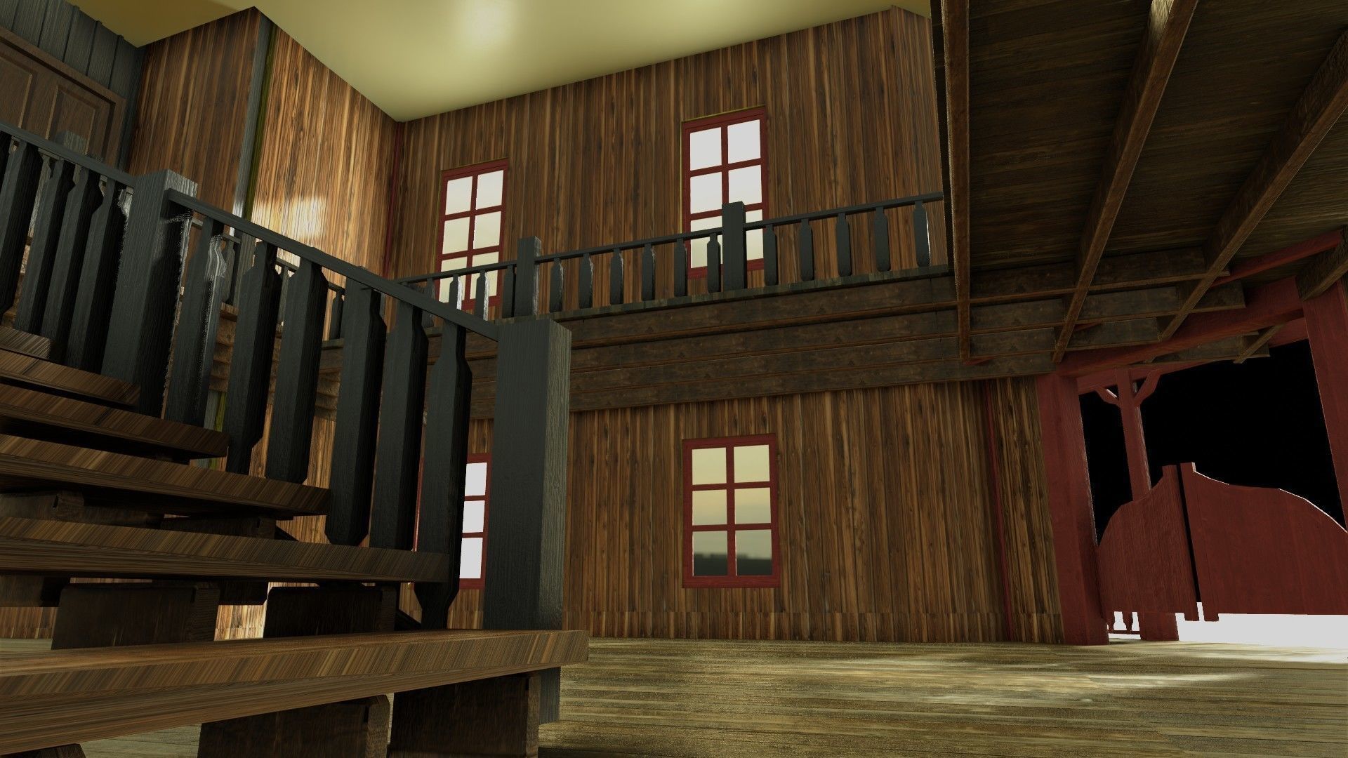 american wildwest cowboy saloon town building  3D model_20