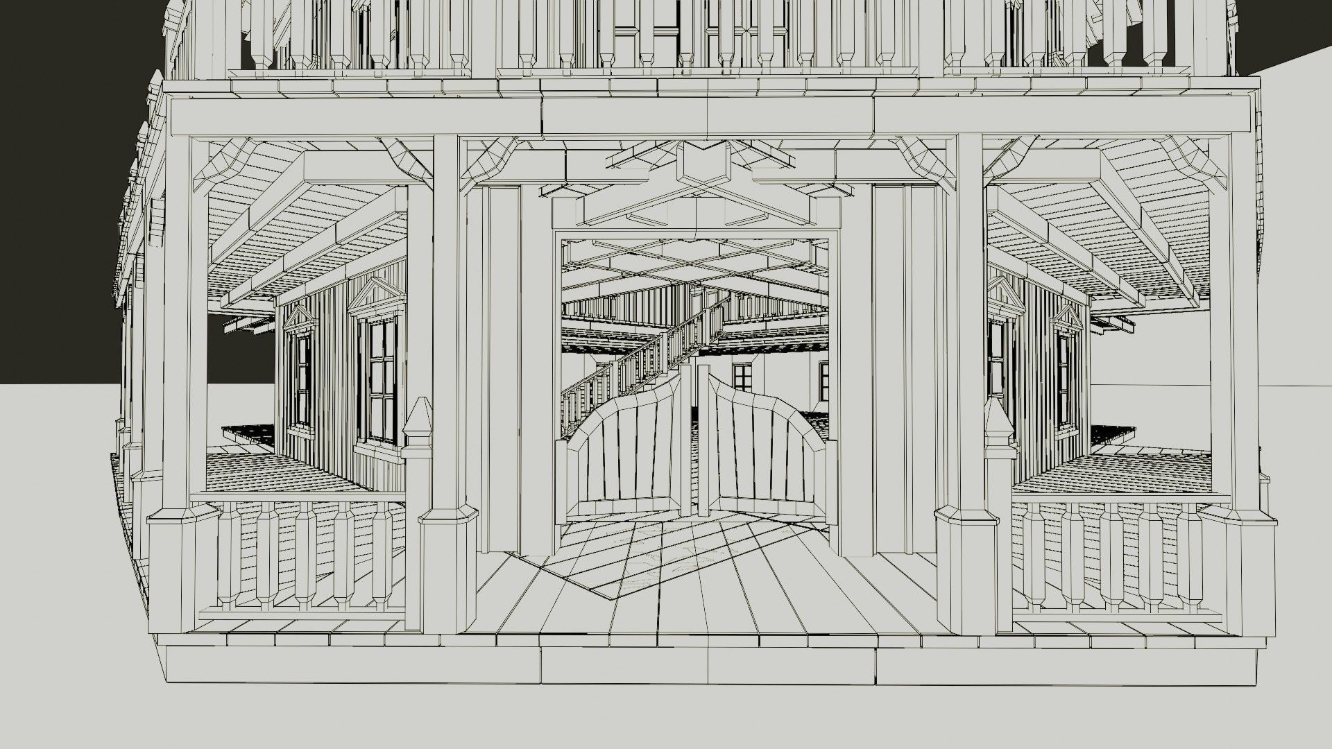 american wildwest cowboy saloon town building  3D model_11