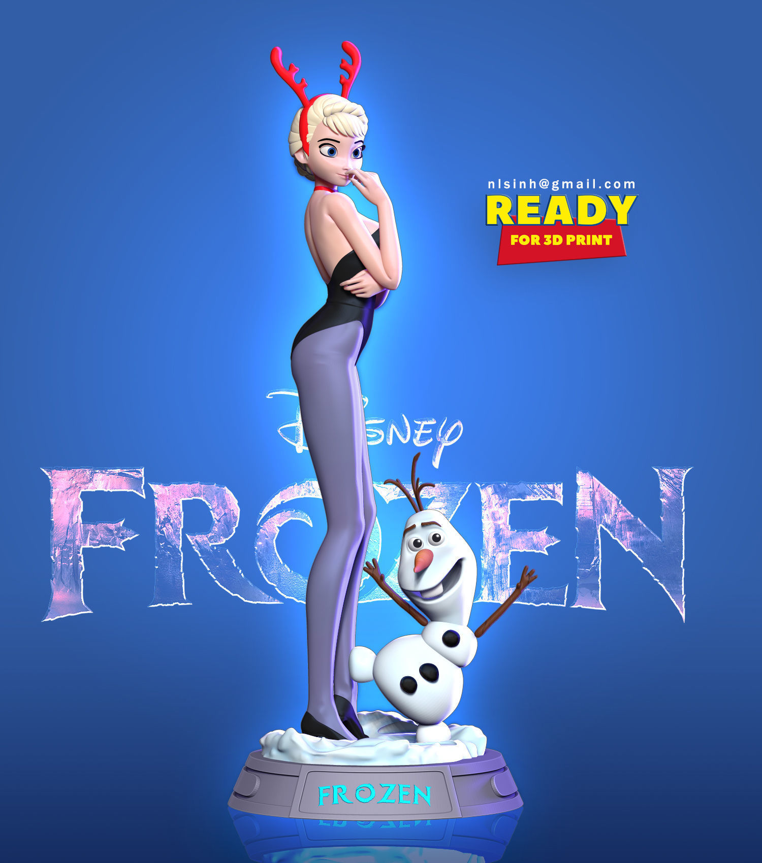 Elsa and Olaf 3D print model_6
