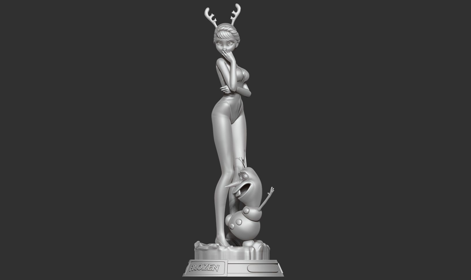 Elsa and Olaf 3D print model_10