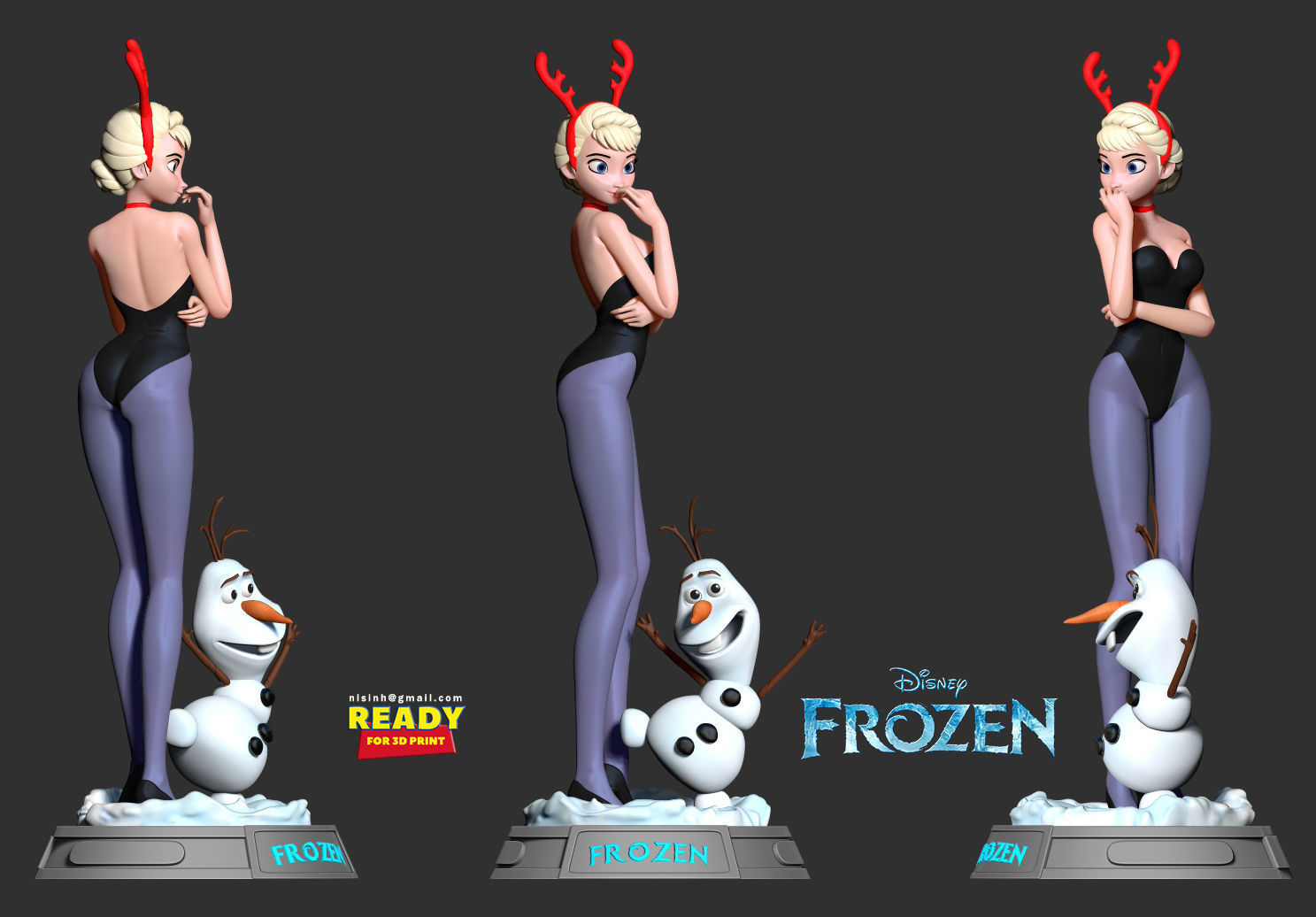 Elsa and Olaf 3D print model_4