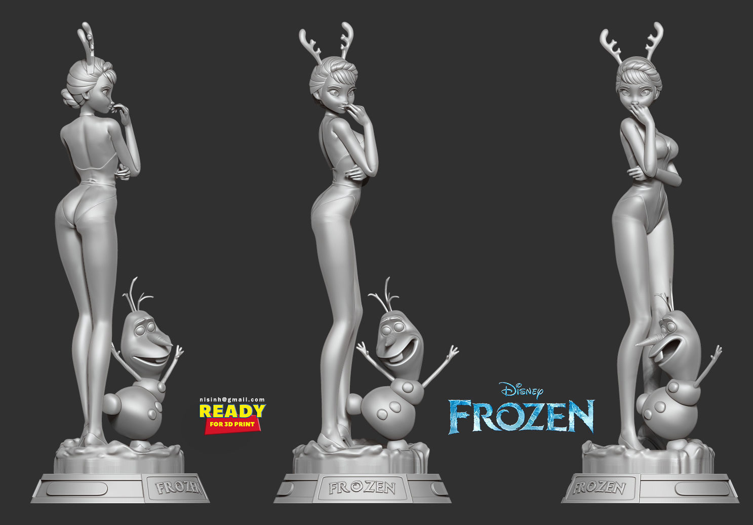 Elsa and Olaf 3D print model_5