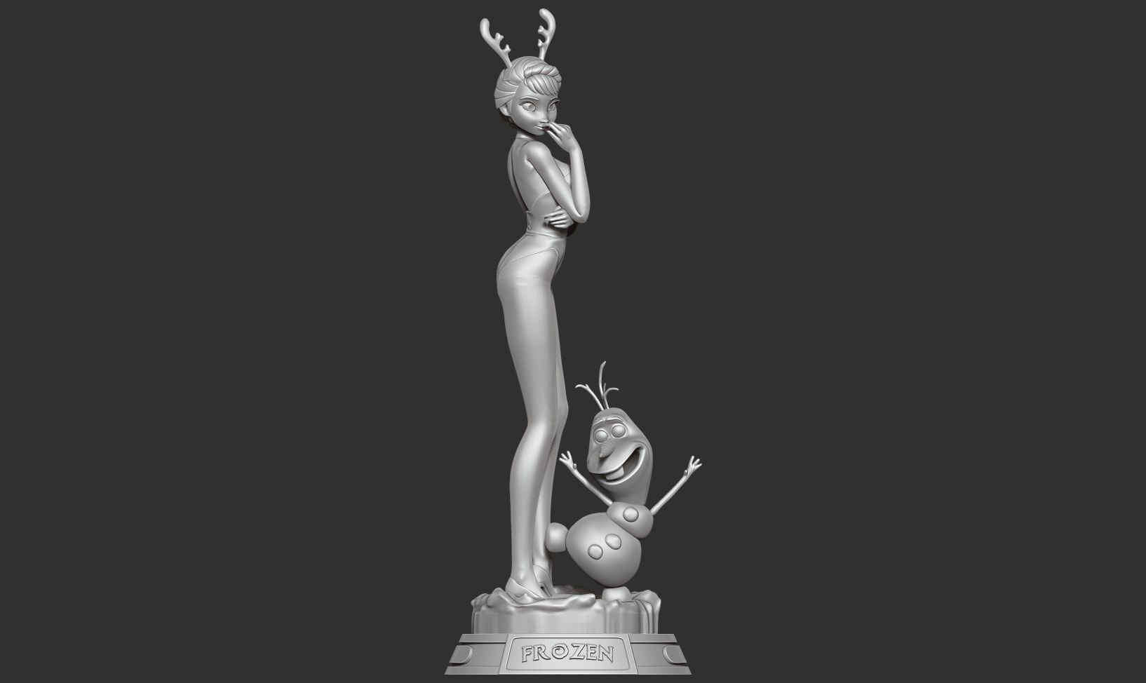 Elsa and Olaf 3D print model_8