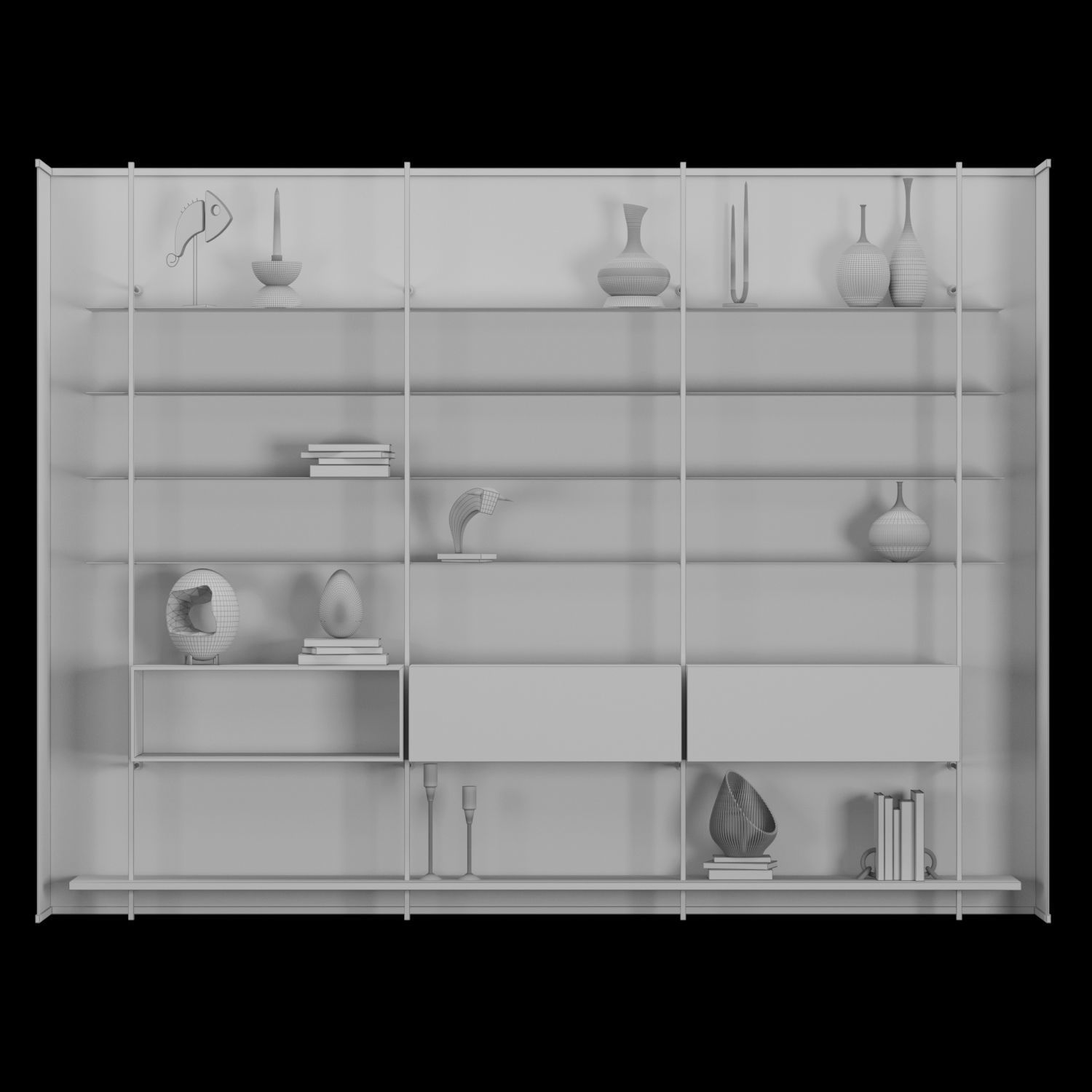 Shelf 3D model glass bookcases for living room - bedroom furn... 3D model_4