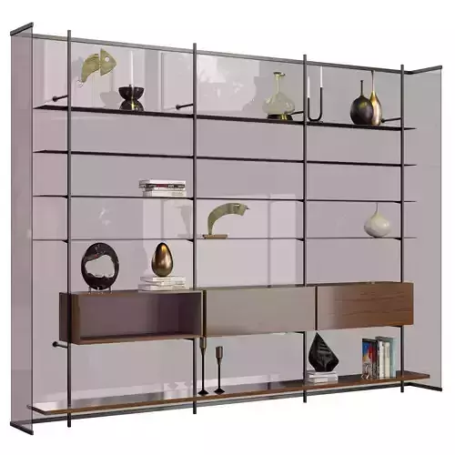 Shelf 3D model glass bookcases for living room - bedroom furn... 3D model