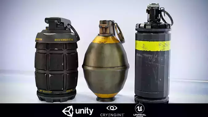 Grenades pack - 3  -3D LOWPOLY Models Low-poly 3D model