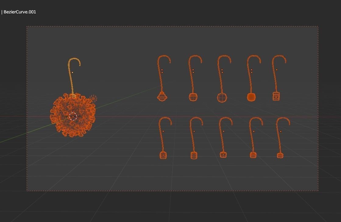 CovidBalls - Christmas Ball with hook set Low-poly 3D model_1