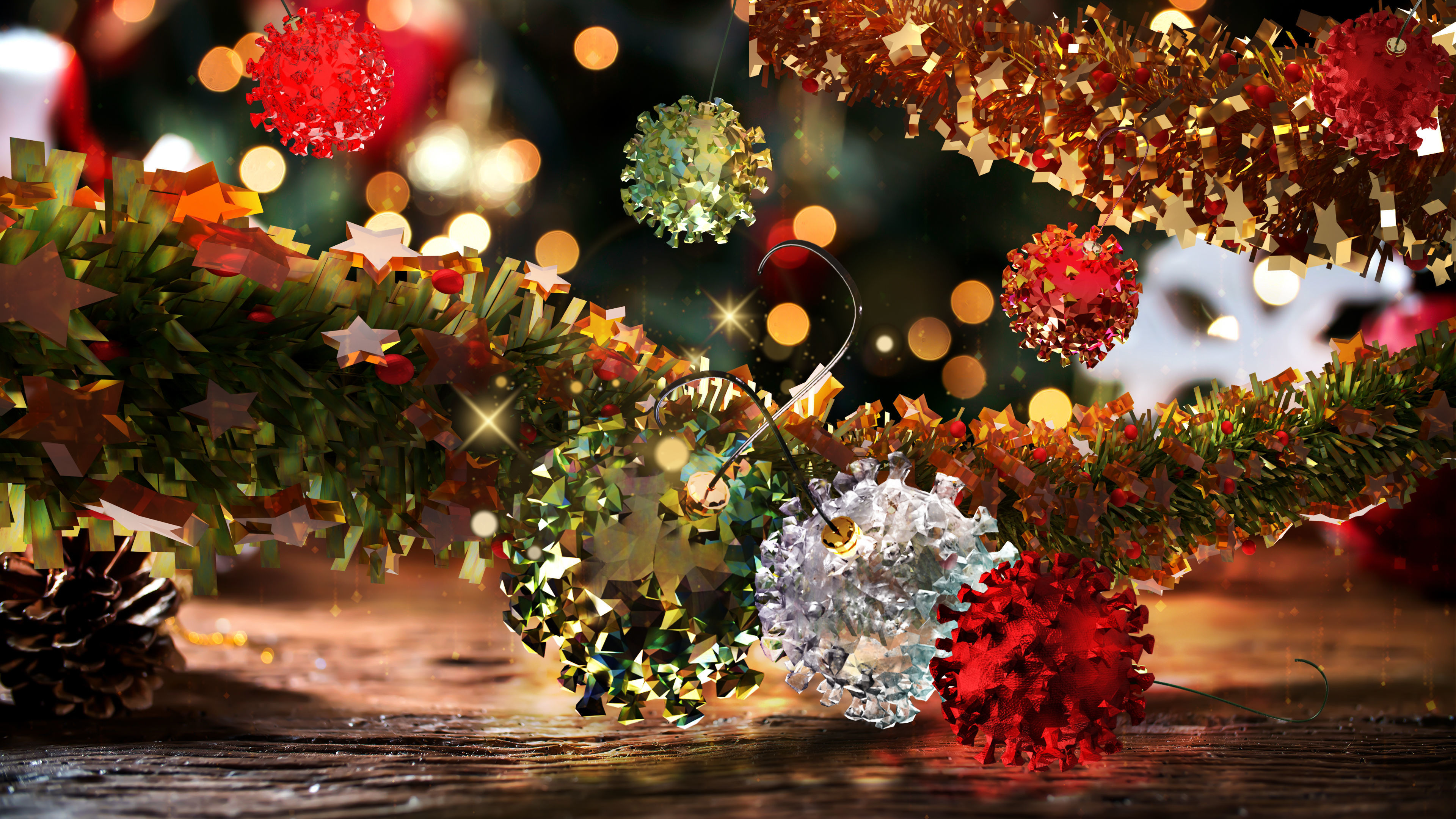 CovidBalls - Christmas Ball with hook set Low-poly 3D model_3