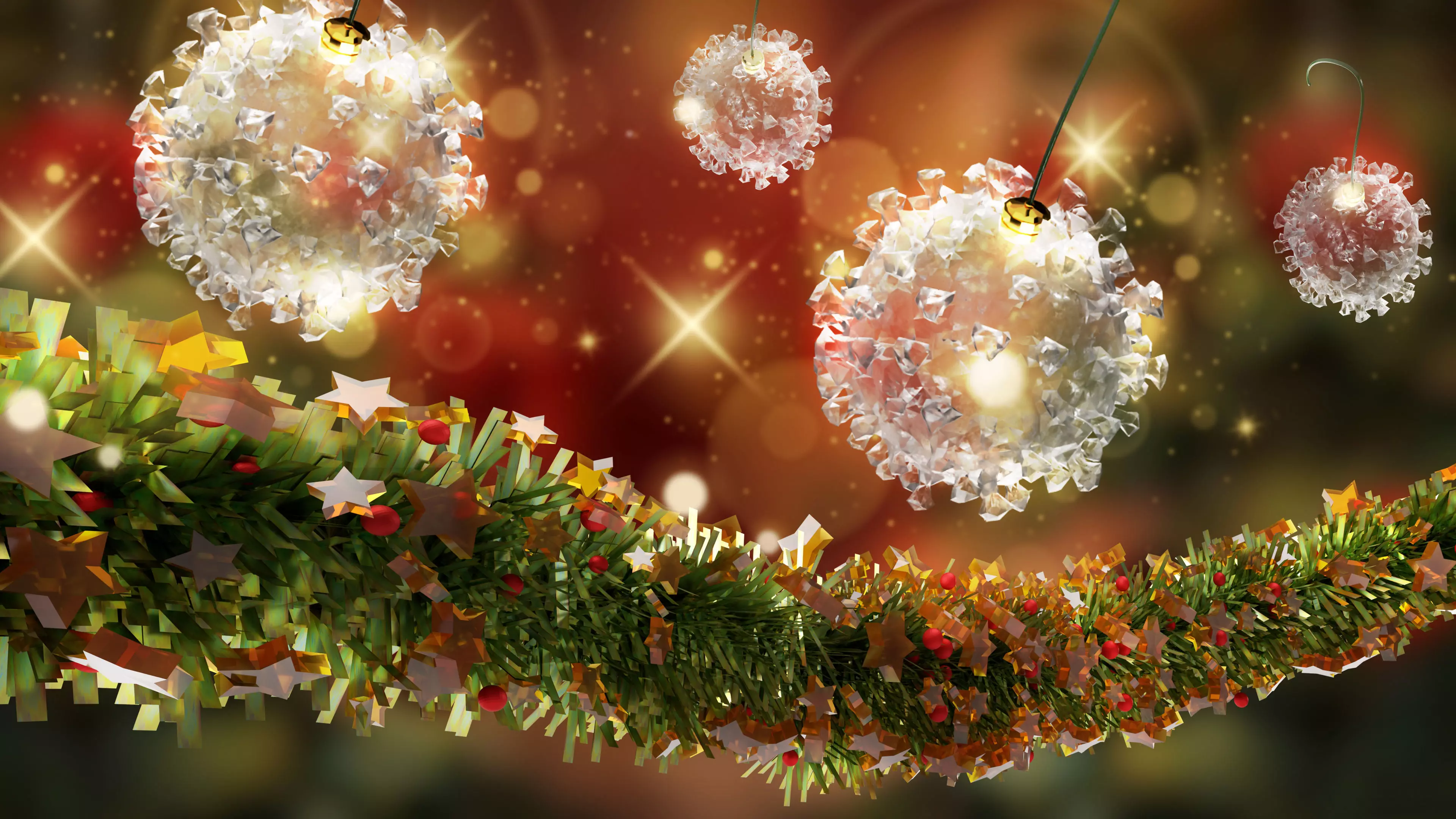 CovidBalls - Christmas Ball with hook set Low-poly 3D model_0