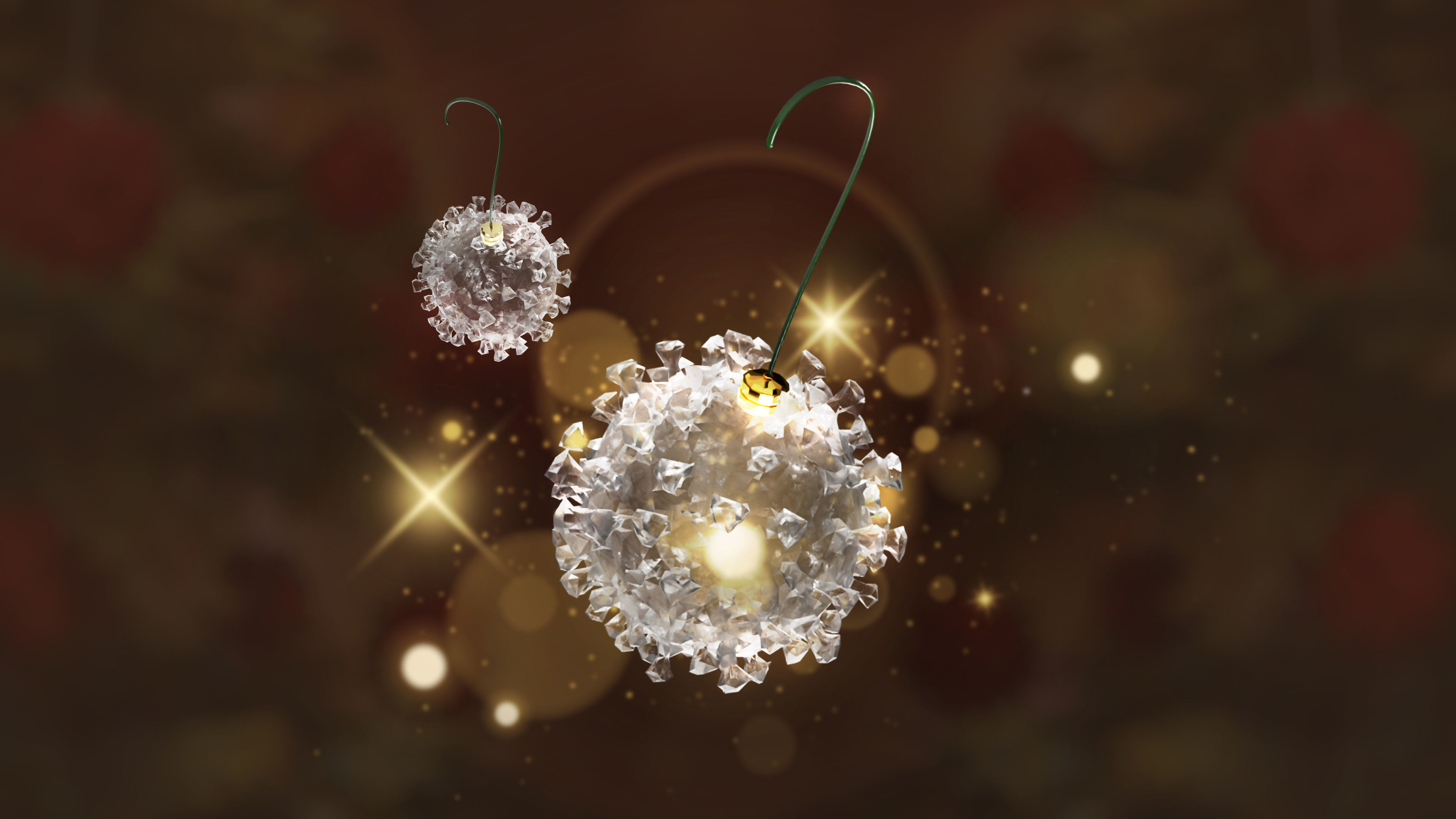 CovidBalls - Christmas Ball with hook set Low-poly 3D model_4