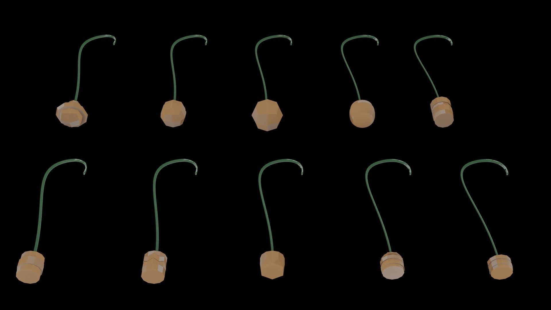 CovidBalls - Christmas Ball with hook set Low-poly 3D model_17