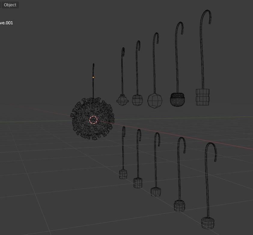 CovidBalls - Christmas Ball with hook set Low-poly 3D model_15