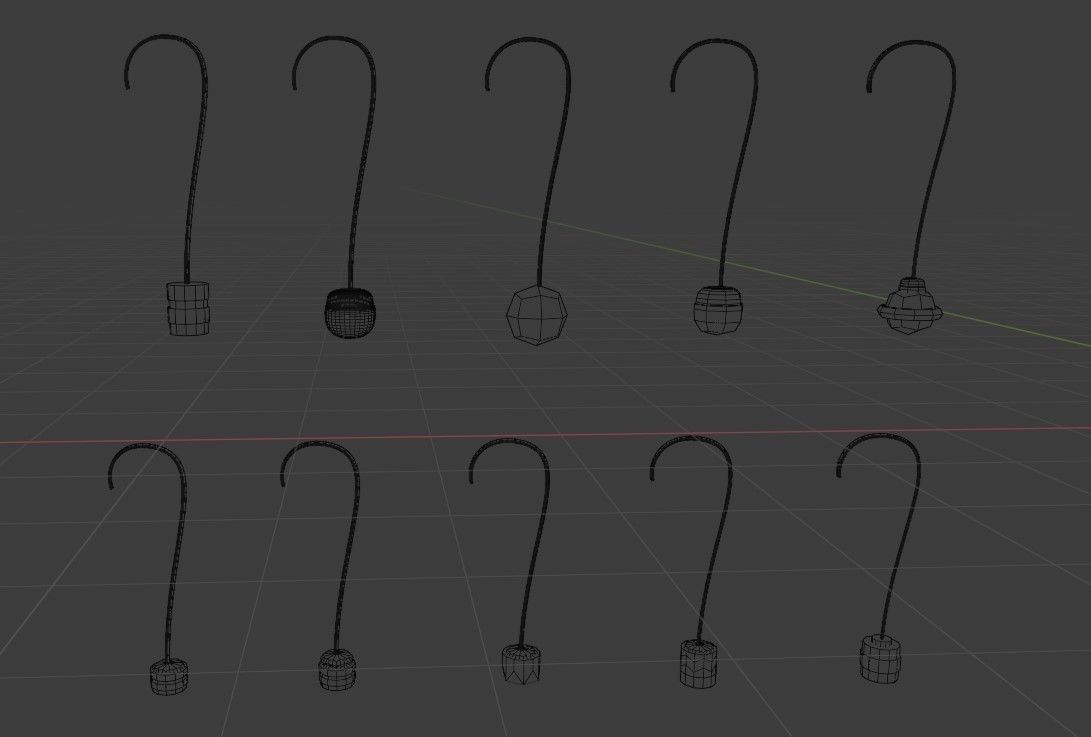 CovidBalls - Christmas Ball with hook set Low-poly 3D model_16