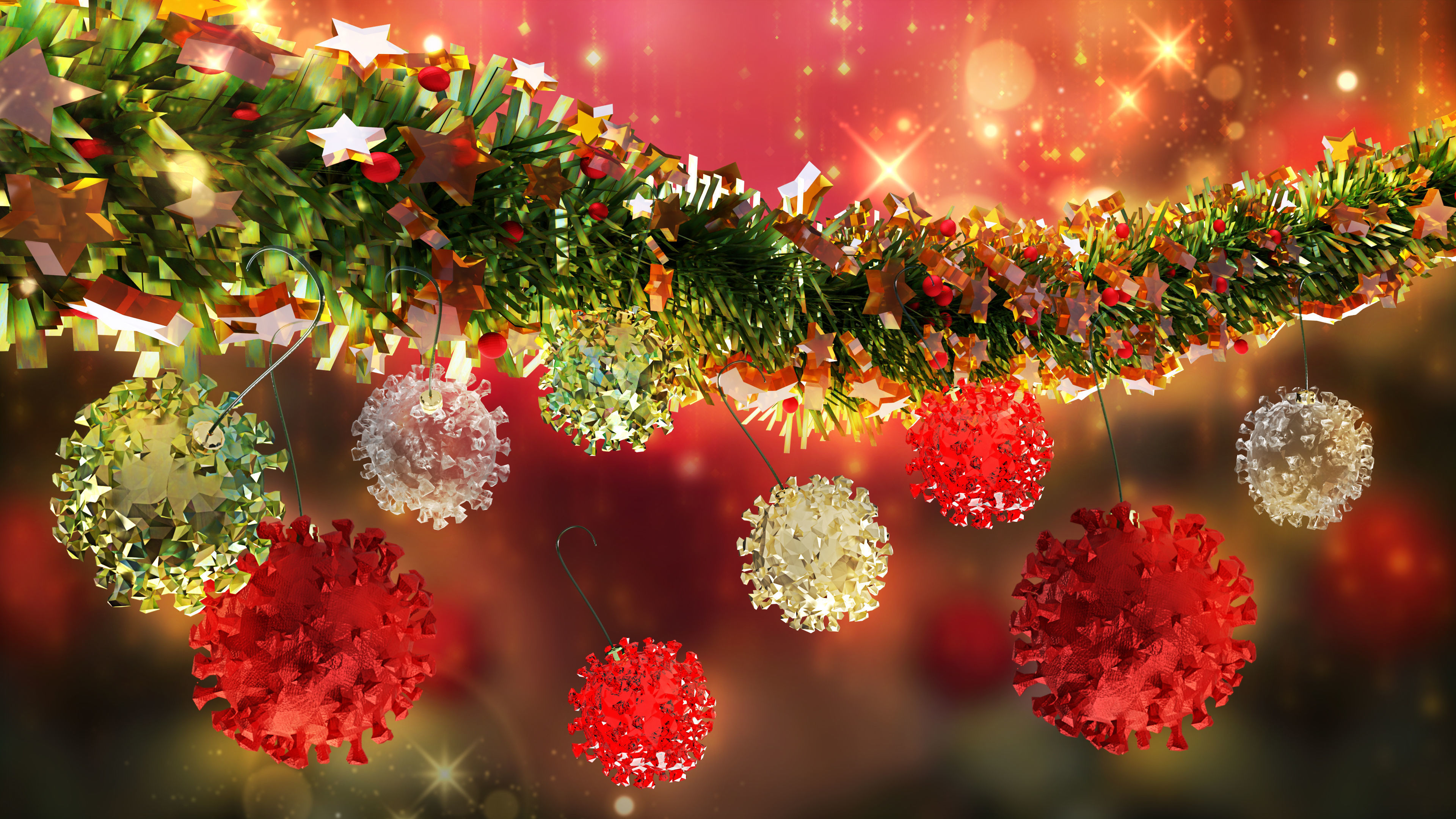 CovidBalls - Christmas Ball with hook set Low-poly 3D model_2