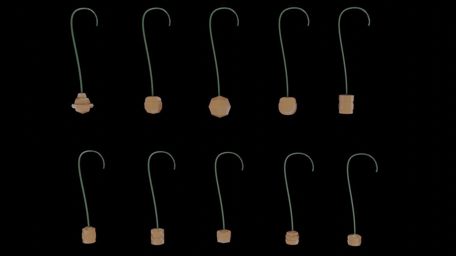 CovidBalls - Christmas Ball with hook set Low-poly 3D model_18